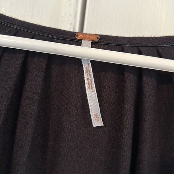 Free People Womens Last Time Draped Bell Sleeve Top Black - Picture 3 of 4